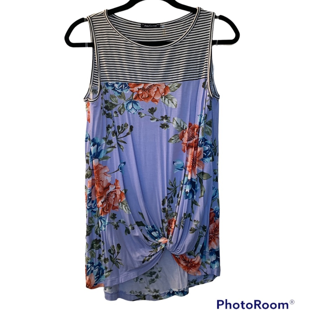 Pink Clover Knot Front Tank
